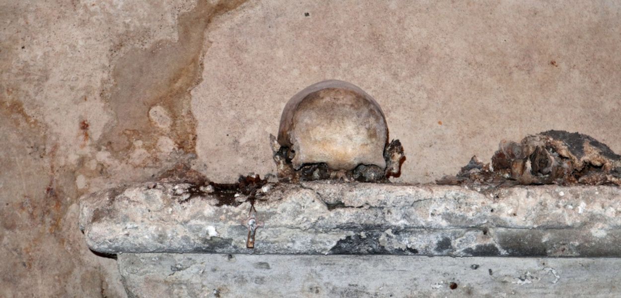 Il teschio con le orecchie custodito nell'Ipogeo della Chiesa di Santa Luciella ai Librai di Napoli