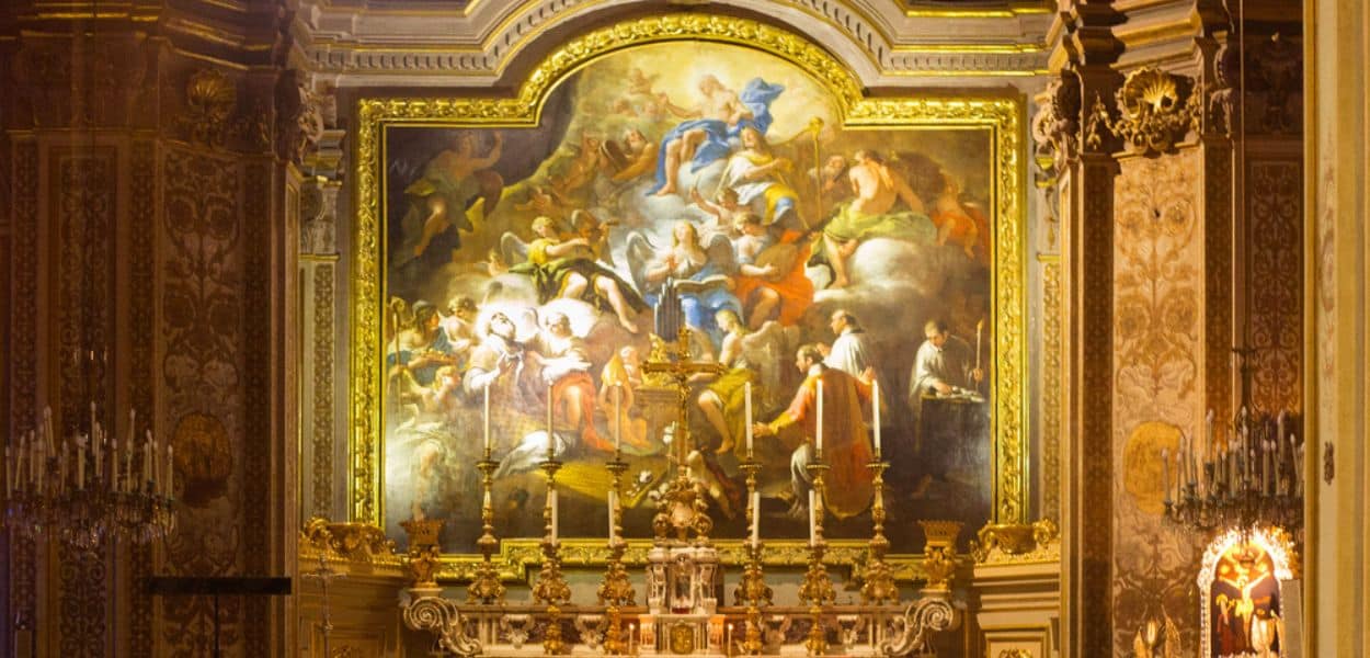 La raffigurazione della Morte di San Nicola, opera settecentesca di Paolo De Matteis esposta dietro l'altare della Chiesa di San Nicola alla Carità